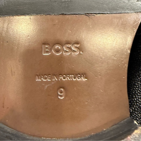 BOSS Larry Leather Derby Shoes Black Pebbled Calfskin Leather US 9 MSRP $270 main image 5